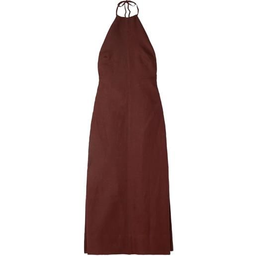 Haight abito midi antonia con scollo all'americana - marrone