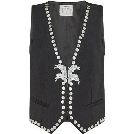 Forte Forte gilet con perle ricamate e cristalli - nero