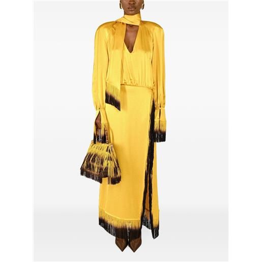 Rowen Rose abito lungo con frange - giallo