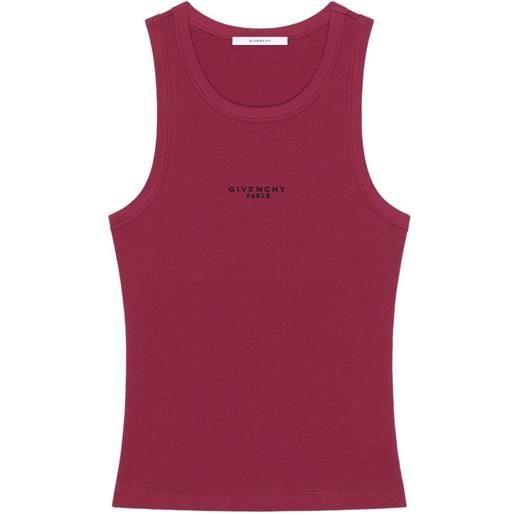 Givenchy canotta aderente in cotone con stampa Givenchy paris - rosso