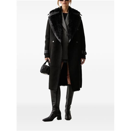 Patrizia Pepe cappotto trapuntato con colletto in shearling - nero