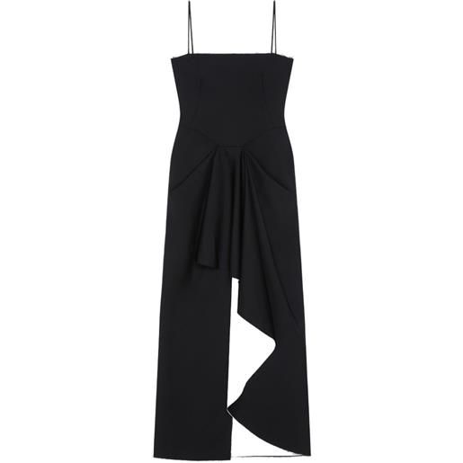 Givenchy abito lungo a portafoglio in lana e mohair - nero