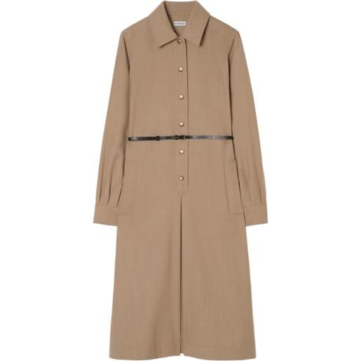 Burberry chemisier in lana con cintura - marrone