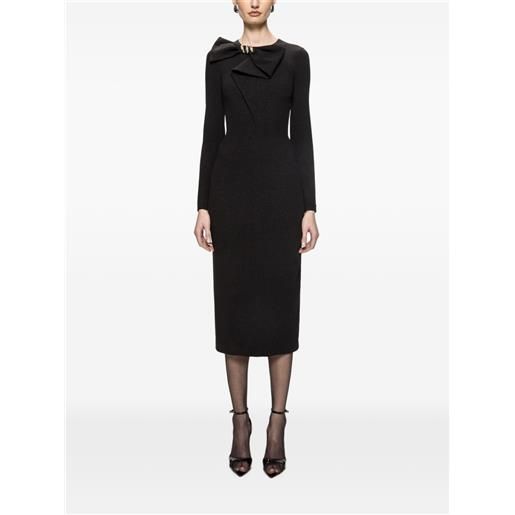 NISSA abito midi in crêpe lurex con fiocco - nero