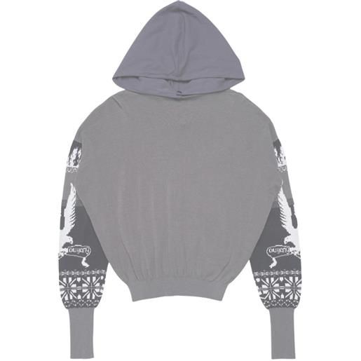 Oscar Ouyang felpa eagle fair isle con cappuccio - grigio