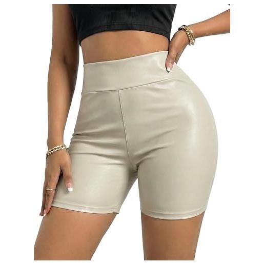 Ausing donna pantaloncini in pelle pantaloni corti ecopelle vita alta shorts sexy discoteca hot pants eleganti party s-2xl