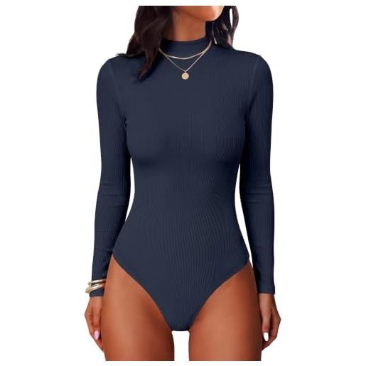DUOEASE body donna maniche lunghe collo alto top donna elegante