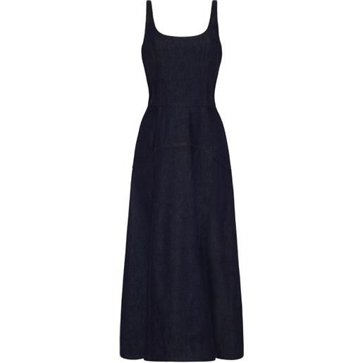 Adam Lippes abito midi veda denim con inserti - blu