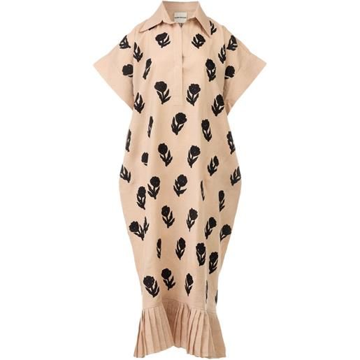 Biyan floral-print pleated-hem midi dress - toni neutri