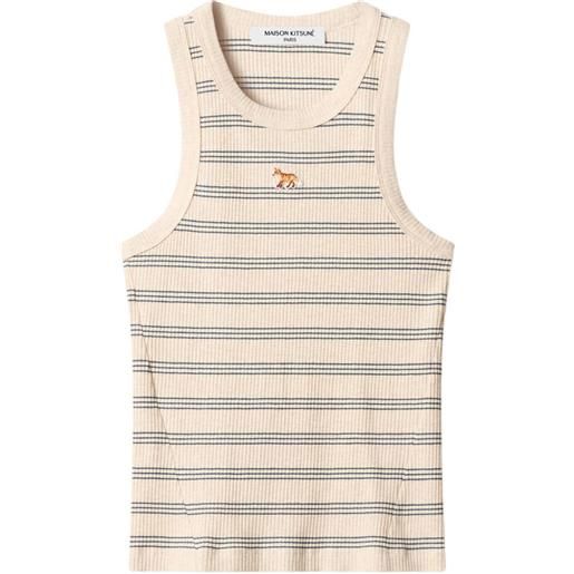 Maison Kitsuné canotta baby fox a righe - toni neutri