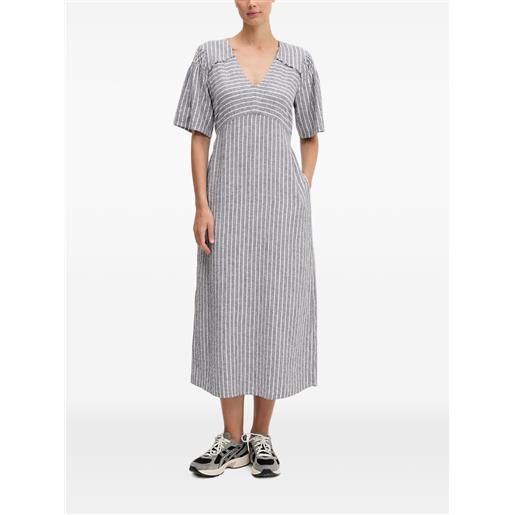 Sportalm abito midi a righe verticali con lavorazione smock - grigio