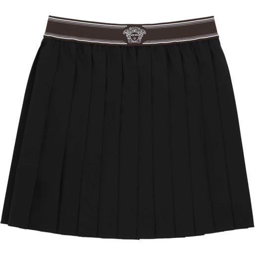 Versace minigonna plissettata in lana e mohair - nero