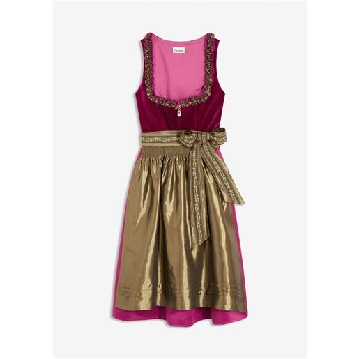 bonprix abito bavarese midi con velluto (set 2 pezzi)-fucsia