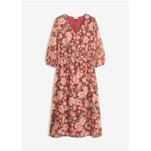 bonprix abito svasato in chiffon-rosso