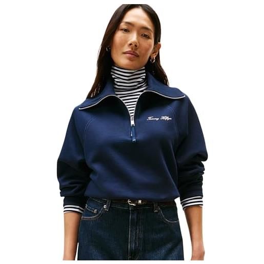 Tommy Hilfiger donna felpa con cerniera classic script fleece mezza zip