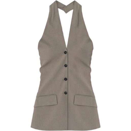 Nanushka top sartoriale tarsila con scollo all'americana - grigio