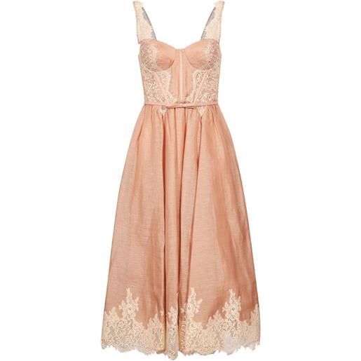 ZIMMERMANN abito midi valiant con cintura - rosa