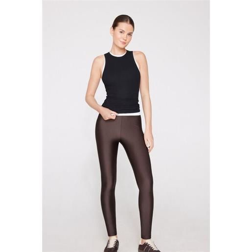 Tezenis leggings in microfibra lucida donna marrone