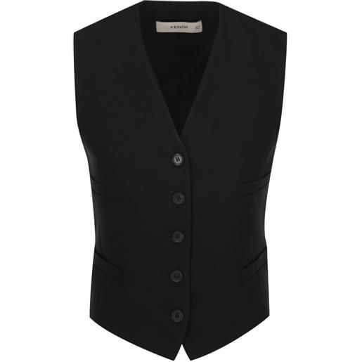 FENDI gilet smanicato con scollo a v - nero
