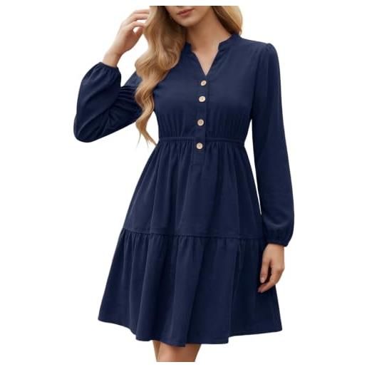 Fashora vestito donna manica lunga elegante abito velluto scollo a v | vestiti donna autunno invernali, abito donna invernale, vestito cocktail, a line, vestito donna capodanno, vestiti midi