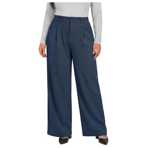 Cicy Bell pantaloni da donna taglie forti, in tessuto a nido d'ape | vita alta, gamba larga, casual, elegante, oversize, pantaloni palazzo con tasche