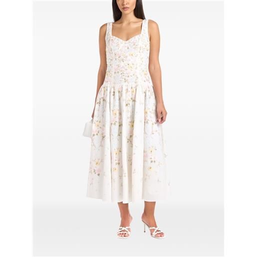 Needle & Thread abito midi garden rose smanicato - bianco