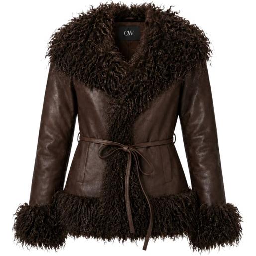 OW Collection piumino con bordi in pelliccia sintetica - marrone