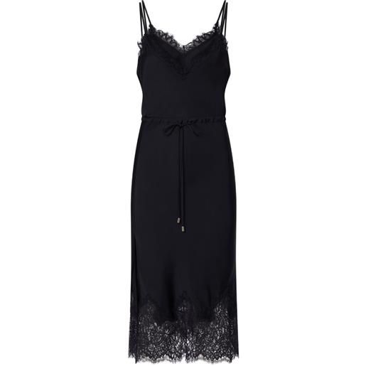 LIU JO abito midi in raso e pizzo - nero