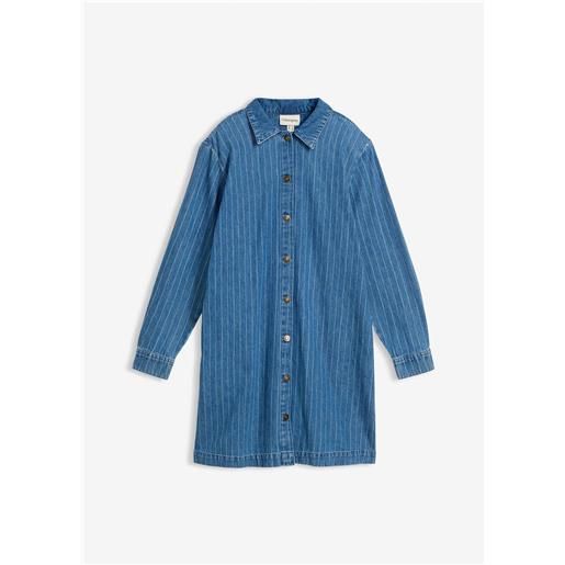 bonprix abito in jeans di cotone a maniche lunghe con righe-blu