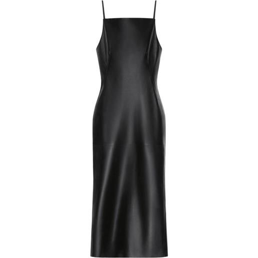 Givenchy abito midi con spacco in nappa - nero