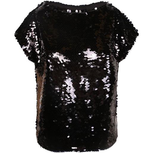Alberta Ferretti blusa a maniche corte con paillettes - nero