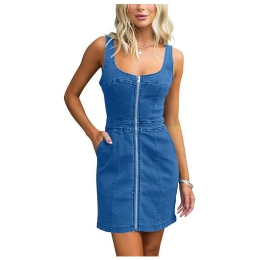 Onsoyours donna abito in jeans elegante moda mini abito con zip chic retro slim vestito gonna a tubino estivo