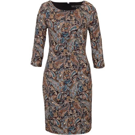bonprix abito in maglina con fantasia paisley-nero
