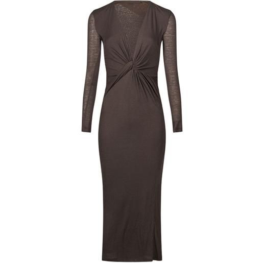 Amen abito longuette con scollo a v - marrone