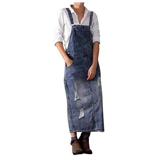 Vhersily vestito con bretelle in jeans da donna salopette donna jeans lunga elasticizzata mini abiti estivi gonna abito casual versatile cinturino in denim