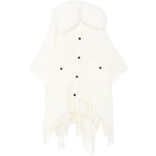 Moncler Grenoble mantella con frange - toni neutri