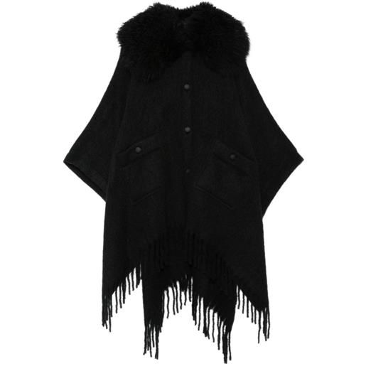 Moncler Grenoble mantella con frange - nero