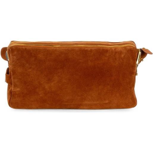 Ermanno Scervino borsa a spalla lisa in pelle scamosciata - marrone