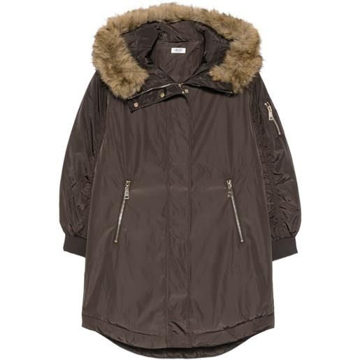 LIU JO cappotto con zip e finiture in pelliccia - marrone