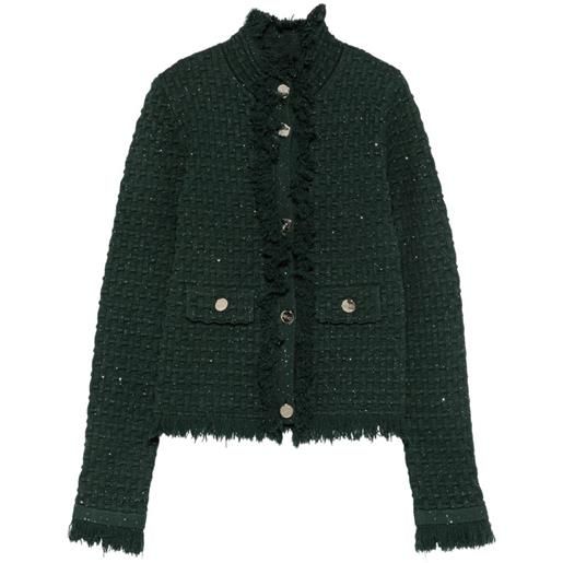 LIU JO cardigan in maglia bouclé con ruches - verde
