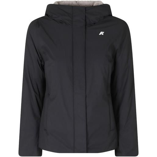 K-Way piumino con cappuccio e logo - nero