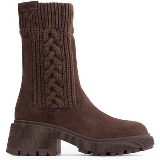 Jimmy Choo stivali tamia in maglia a trecce con inserti - marrone