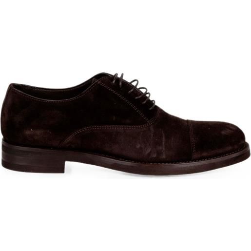 FRANCO FEDELE oxford stringate in pelle scamosciata con puntale - marrone