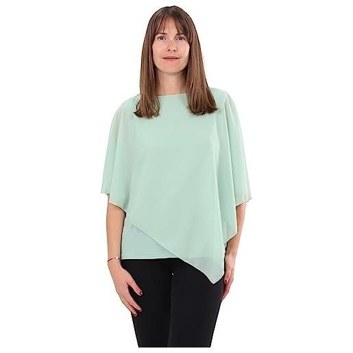 malito more than fashion malito 10732 - camicia da donna in chiffon, con motivo a pipistrello, tunica asimmetrica con vestibilità larga, camicetta opaca in stile poncho