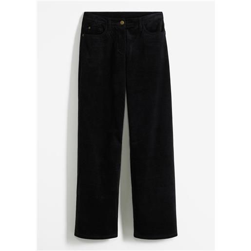 bonprix pantaloni larghi in velluto a coste misto cotone-nero