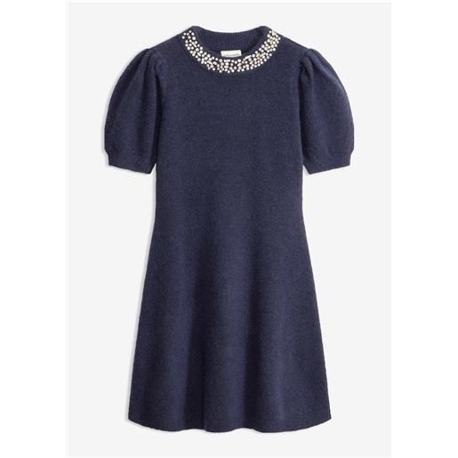 bonprix abito in maglia con strass-blu