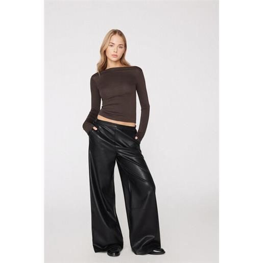 Tezenis maglia maniche lunghe scollo barchetta viscosa donna marrone
