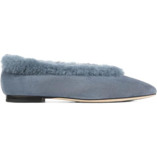 Jimmy Choo ballerine in pelle scamosciata con bordo in shearling - blu