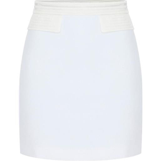 Elisabetta Franchi minigonna elasticizzata doppio strato in crêpe e raso - bianco