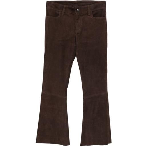 Avant Toi pantaloni svasati in pelle scamosciata - marrone